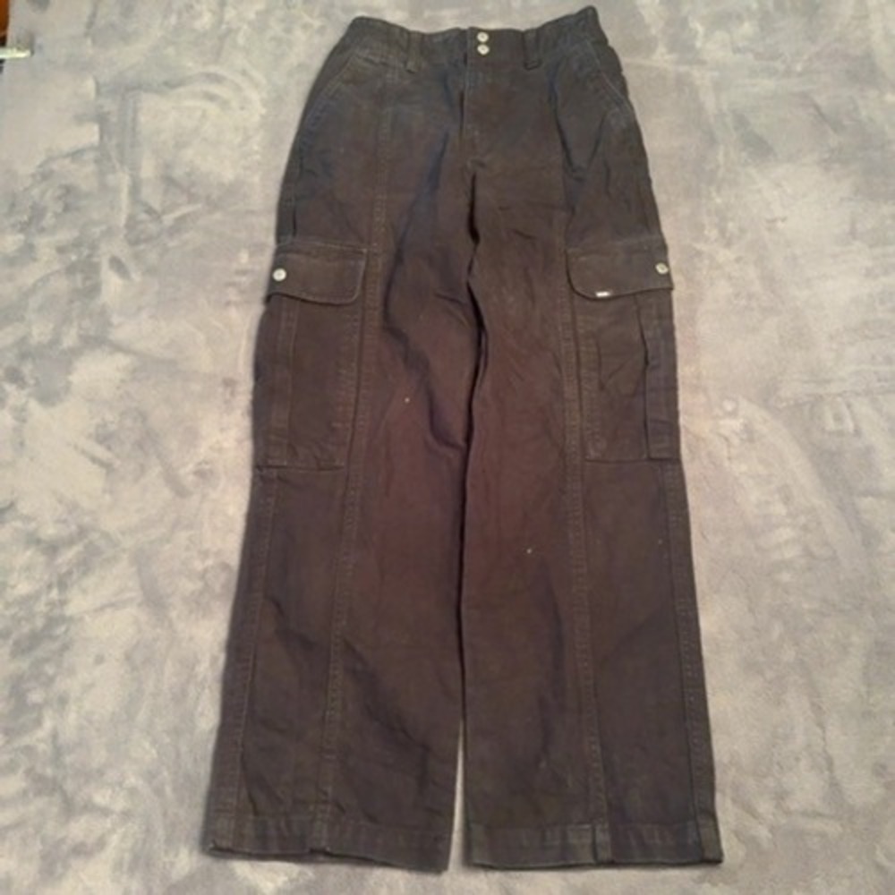 Vans Cargo Pants Women Black XS Wide Leg High Waist Canvas Utility Skate Baggy